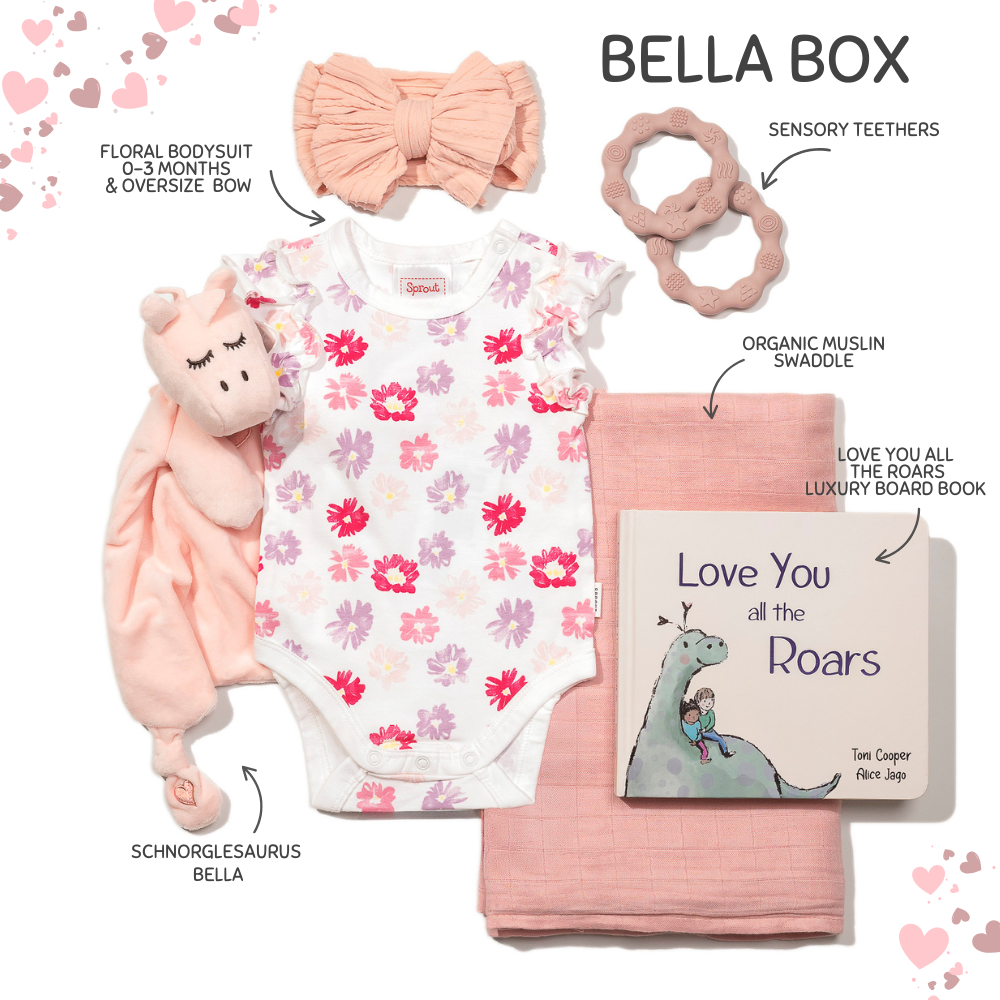 "Love you all the Roars" Baby Girl Dinosaur Gift Box