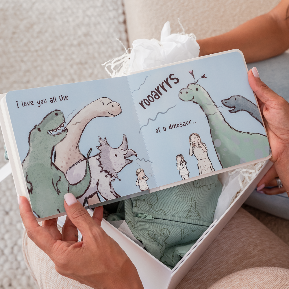 "Love you all the Roars" Baby Boy Dinosaur Gift Box