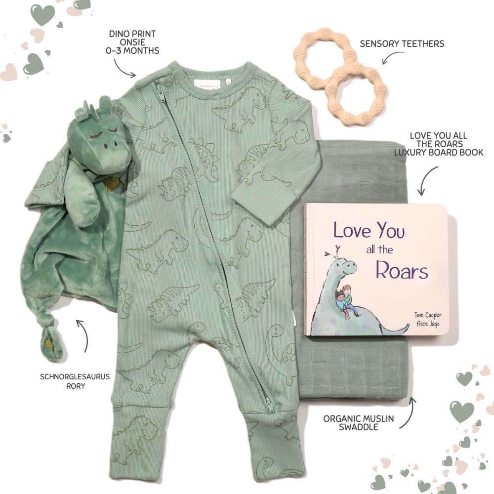 "Love you all the Roars" Baby Boy Dinosaur Gift Box